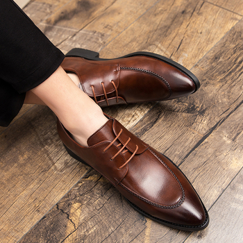 Muške poslovne kožne cipele, modne prekogranične, za muškarce, veličine 48 plus, muške kožne cipele s vezicama, modne, britanskog stila, sa špicastim vrhom