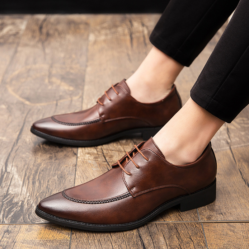 Muške poslovne kožne cipele, modne prekogranične, za muškarce, veličine 48 plus, muške kožne cipele s vezicama, modne, britanskog stila, sa špicastim vrhom