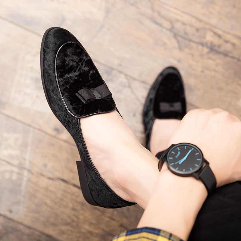 Cross-Border 2024 tavaszi brit férfi alkalmi kis bőrcipő, fűző nélküli fodrászcipő