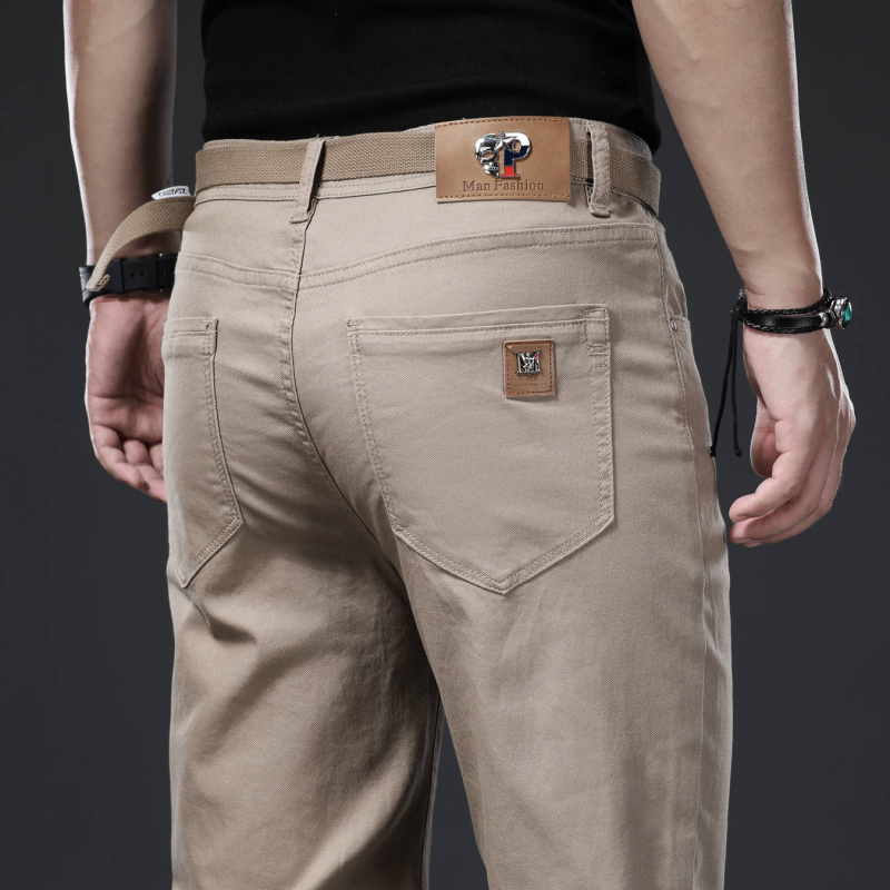 Könnyű, üzleti, divatos, új, hosszú nadrág, egyenes szabású, tavaszi és őszi, mindenféle méretű, egyszerű, laza, rugalmas tavaszi férfi lezser nadrág