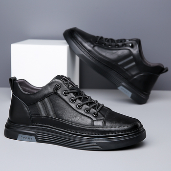 Vīriešu apavi 2024. gada rudens un ziemas flīsa oderēti silti ikdienas melni sporta apavi ar vienu kāju braukšanas viegli ādas apavi moderna piegāde