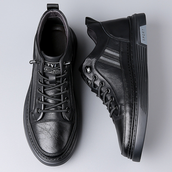 Vīriešu apavi 2024. gada rudens un ziemas flīsa oderēti silti ikdienas melni sporta apavi ar vienu kāju braukšanas viegli ādas apavi moderna piegāde