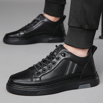 Vīriešu apavi 2024. gada rudens un ziemas flīsa oderēti silti ikdienas melni sporta apavi ar vienu kāju braukšanas viegli ādas apavi moderna piegāde