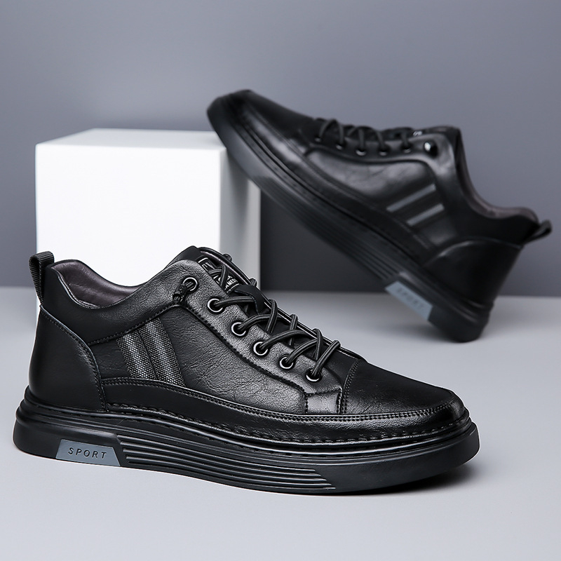 Vīriešu apavi 2024. gada rudens un ziemas flīsa oderēti silti ikdienas melni sporta apavi ar vienu kāju braukšanas viegli ādas apavi moderna piegāde