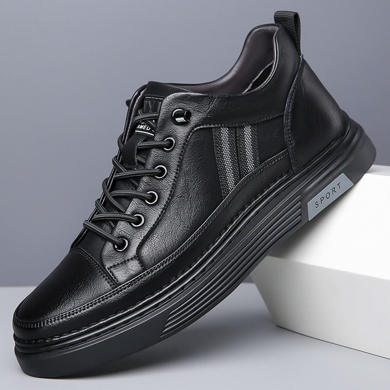 Vīriešu apavi 2024. gada rudens un ziemas flīsa oderēti silti ikdienas melni sporta apavi ar vienu kāju braukšanas viegli ādas apavi moderna piegāde