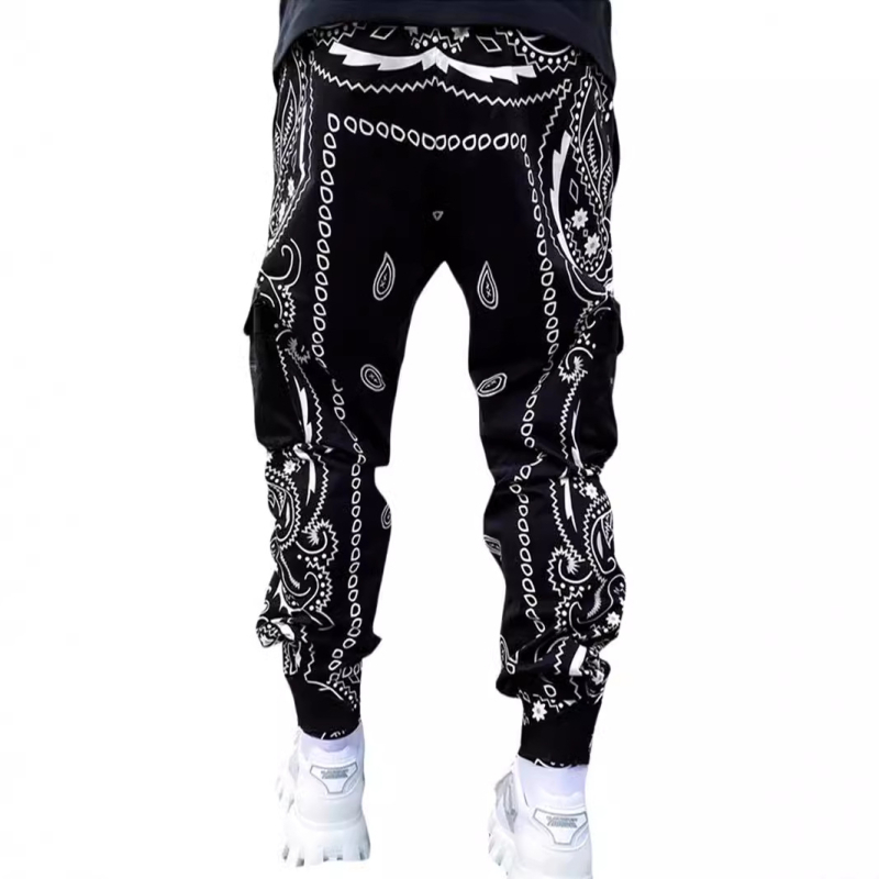 Meeste kombinesoonid, moodsed tänavapüksid, digitaaltrükiga mitme taskuga pahkluuni ulatuvad püksid, välistingimustes kasutatavad spordipüksid