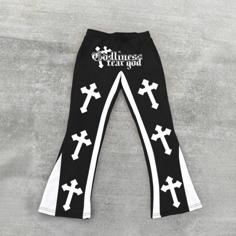 Retro amerikietiškos tarpvalstybinio stiliaus rudens ir žiemos Harajuku laisvalaikio gatvės stiliaus kryžminio rašto kelnės vyrams ir moterims
