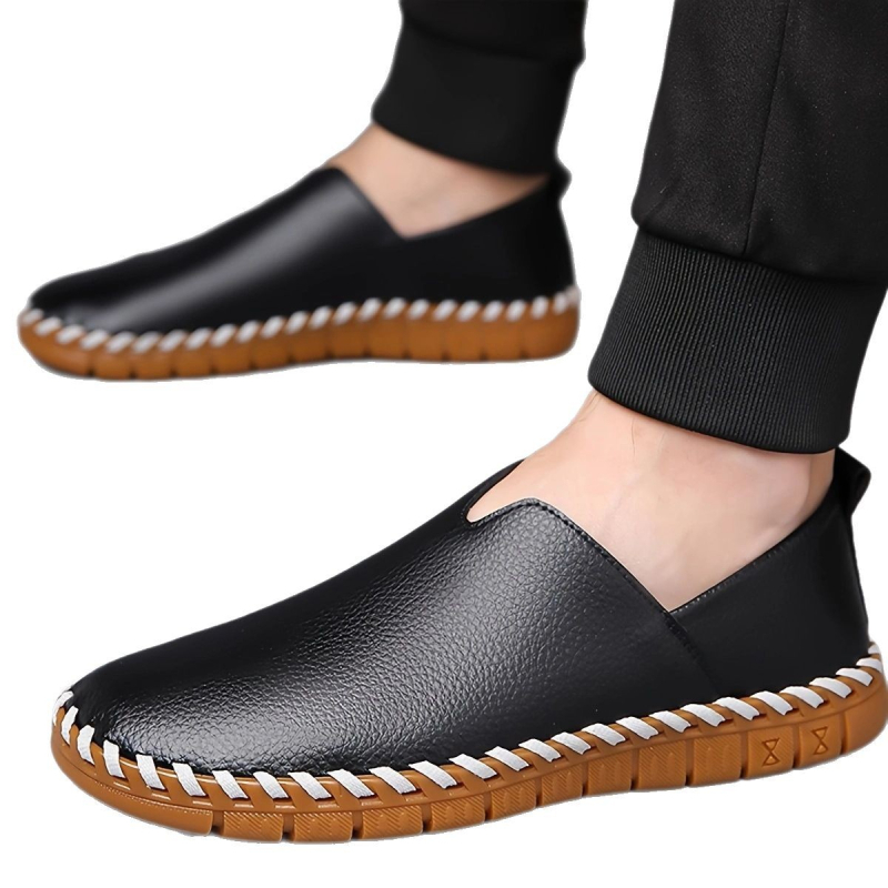 Új férfi alkalmi bőrcipők Új férfi bebújós cipők Puha talpú Csúszásgátló Kényelmes Lélegző Mindenhez illő Trendi Cipők
