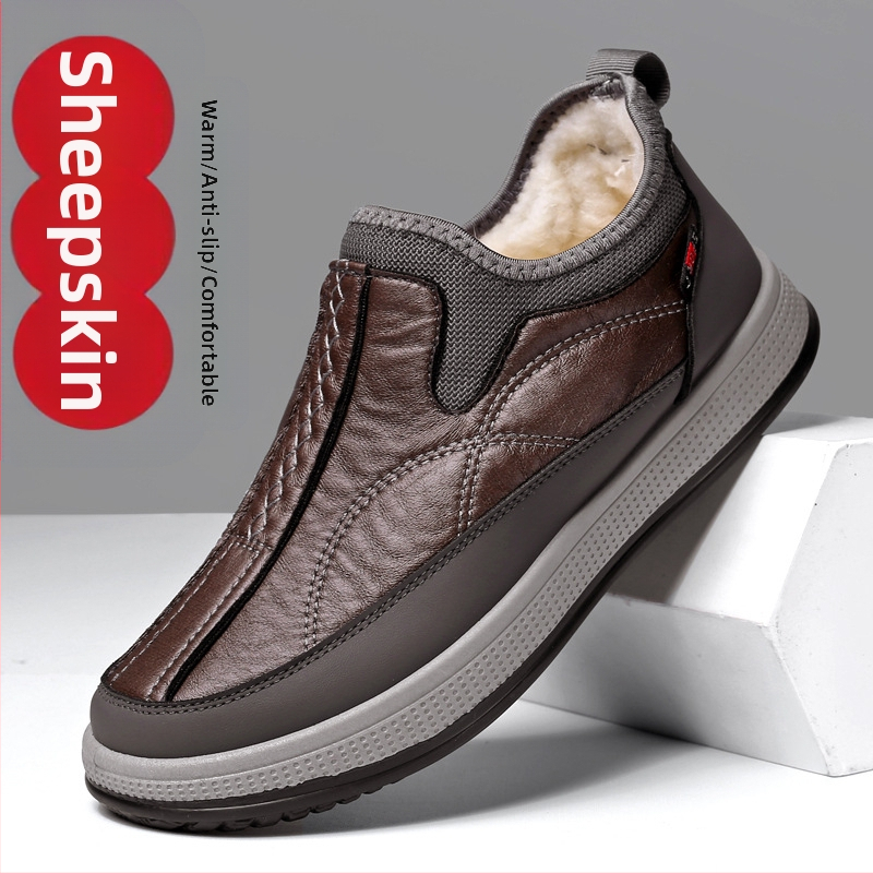 Зимни нови стари пекински платнени обувки Мъжки памучни обувки с поларена подплата, удебелени топли снежни ботуши с меко дъно, дишащи удобни мъжки памучни ботуши