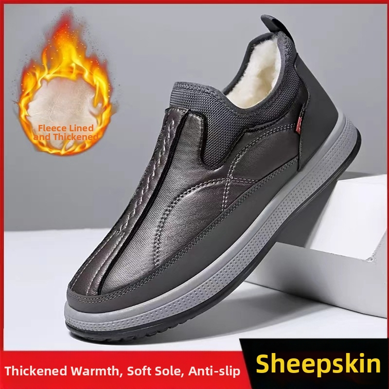 Зимни нови стари пекински платнени обувки Мъжки памучни обувки с поларена подплата, удебелени топли снежни ботуши с меко дъно, дишащи удобни мъжки памучни ботуши