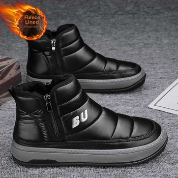 Χιονοπέδιλα Huili ανδρικά χειμωνιάτικα plus βελούδινα ζεστά ανδρικά παπούτσια αδιάβροχα με γούνα για έναν μεσήλικα άνδρα, βορειοανατολικά μεγάλα