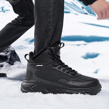 Μπότες χιονιού Βορειοανατολικά για άνδρες, με επένδυση φλις, παχύρρευστα, αδιάβροχα, αντιολισθητικά, ζεστά παπούτσια πεζοπορίας για υπαίθρια αθλήματα