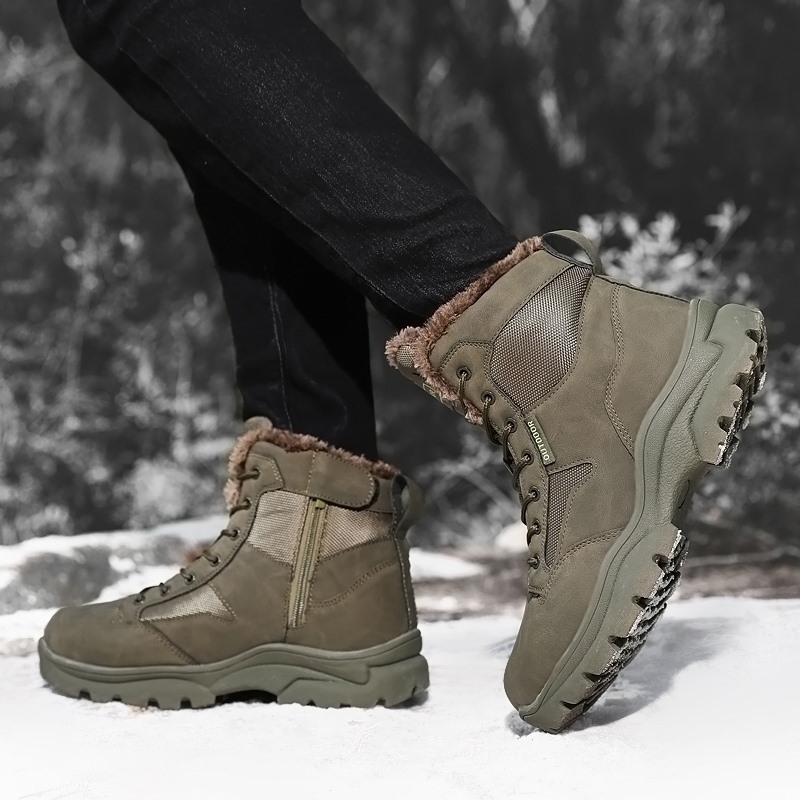 Cizme militare calde cu căptușeală din fleece pentru bărbați, cizme de zăpadă căptușite cu fleece pentru toamnă și iarnă, cizme militare calde pentru bărbați, cizme de luptă de dimensiuni mari, cizme de bumbac, cizme de zăpadă cu căptușeală din fleece, ciz