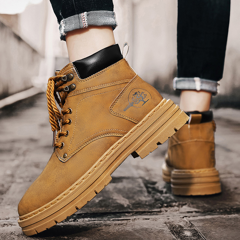 Cizme Martin transfrontaliere de iarnă noi, de top înalt, pentru bărbați, la modă, cu talpă groasă, casual, din piele, cizme de lucru, pentru patru sezoane, pantofi la modă