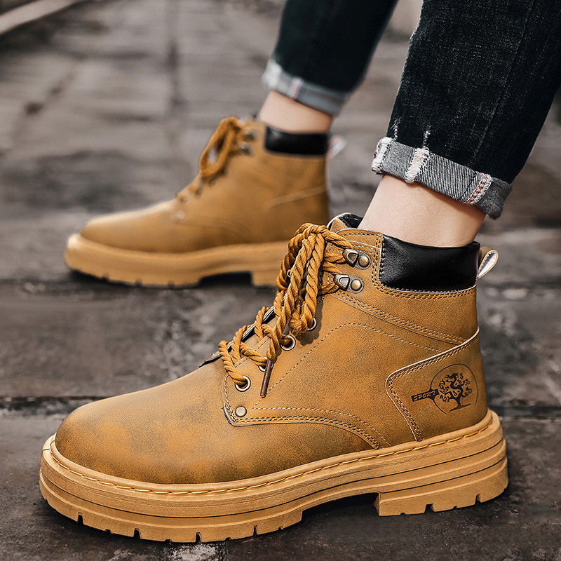 Cizme Martin transfrontaliere de iarnă noi, de top înalt, pentru bărbați, la modă, cu talpă groasă, casual, din piele, cizme de lucru, pentru patru sezoane, pantofi la modă