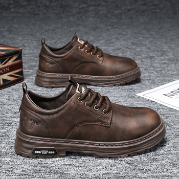 Pantofi de toamnă pentru bărbați, stil britanic, pantofi casual din piele pentru bărbați, retro maro, high-end, high-end, high-end, cu cap mare, la modă