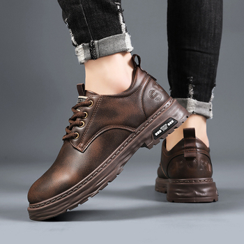 Pantofi de toamnă pentru bărbați, stil britanic, pantofi casual din piele pentru bărbați, retro maro, high-end, high-end, high-end, cu cap mare, la modă