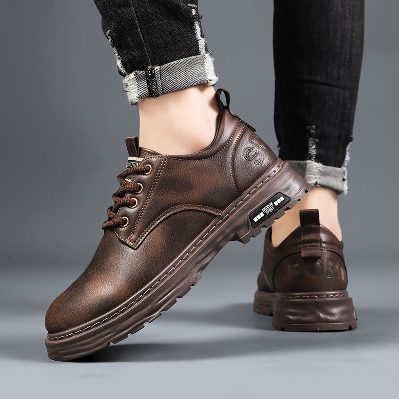 Pantofi de toamnă pentru bărbați, stil britanic, pantofi casual din piele pentru bărbați, retro maro, high-end, high-end, high-end, cu cap mare, la modă