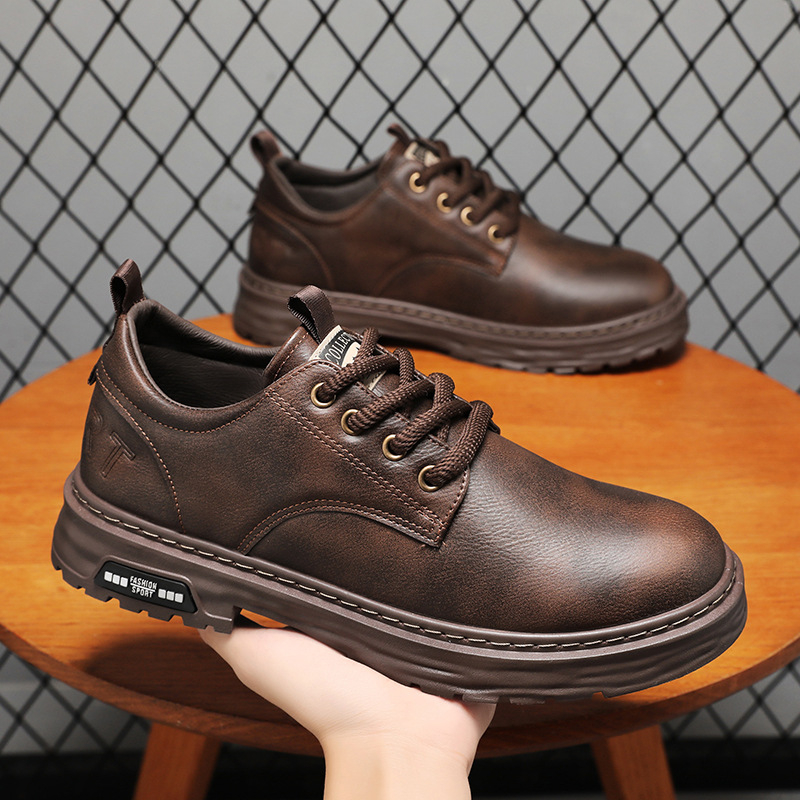 Pantofi de toamnă pentru bărbați, stil britanic, pantofi casual din piele pentru bărbați, retro maro, high-end, high-end, high-end, cu cap mare, la modă