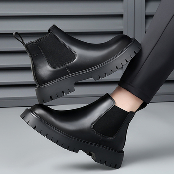 2024. aasta Korea stiilis Briti trendikad meeste vabaaja kõrge säärega nahast kingad, äriretro, lihtsad nahast saapad, Martin saapad, varrukatega poolsaapad