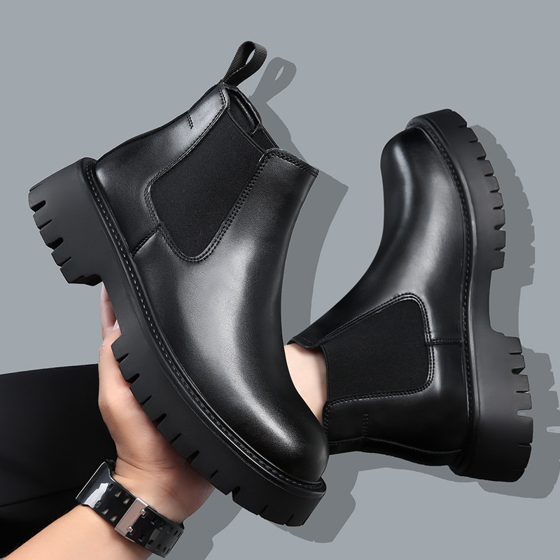 2024. aasta Korea stiilis Briti trendikad meeste vabaaja kõrge säärega nahast kingad, äriretro, lihtsad nahast saapad, Martin saapad, varrukatega poolsaapad