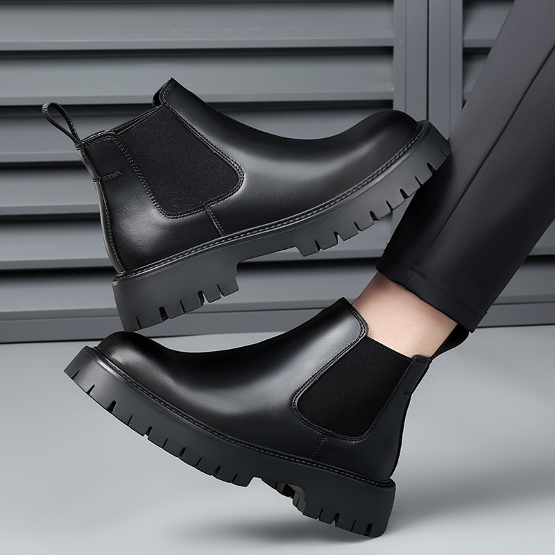 2024. aasta Korea stiilis Briti trendikad meeste vabaaja kõrge säärega nahast kingad, äriretro, lihtsad nahast saapad, Martin saapad, varrukatega poolsaapad
