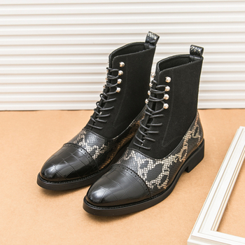 Δερμάτινες μπότες επαγγελματικών χώρων με ψηλή κορυφή, μαύρες ανδρικές μπότες Martin για επίσημα ρούχα, χονδρικής