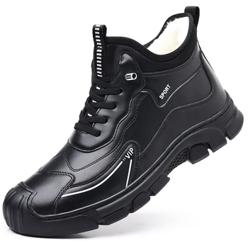 Ανδρικά βαμβακερά παπούτσια χειμερινά βορειοανατολικά με επένδυση fleece, ανδρικά παπούτσια αναρρίχησης με χοντρό αντιολισθητικό βαμβακερό μπατόν, μπότες χιονιού από μαλλί με ενσωματωμένο δέρμα