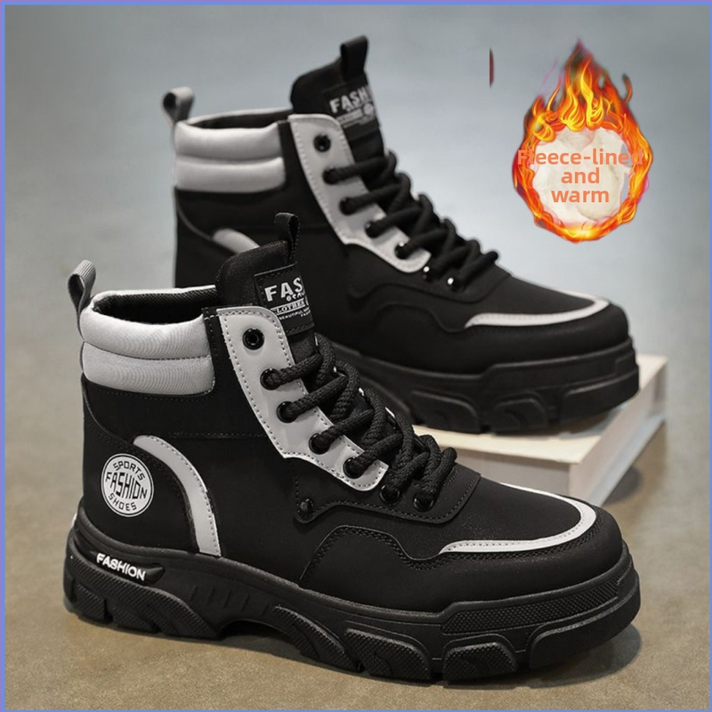 Мъжки есенни дишащи високи ботуши Martin Boots в британски стил, винтидж работни обувки, обувки за планинарство на открито, единични памучни ботуши от ревен в същия стил