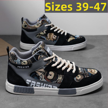 raktáron Külkereskedelmi plus size Magas szárú férfi cipők Tavaszi és őszi, fiataloknak megfelelő, országos divat, niche szabadidős sportcipők 47