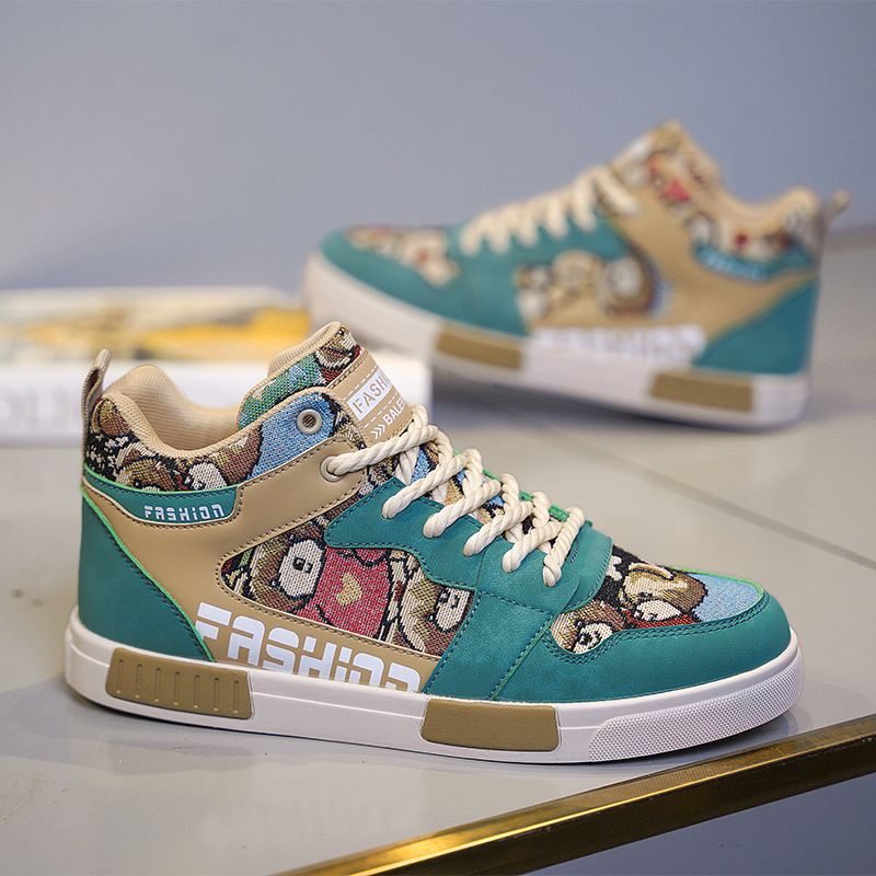 raktáron Külkereskedelmi plus size Magas szárú férfi cipők Tavaszi és őszi, fiataloknak megfelelő, országos divat, niche szabadidős sportcipők 47