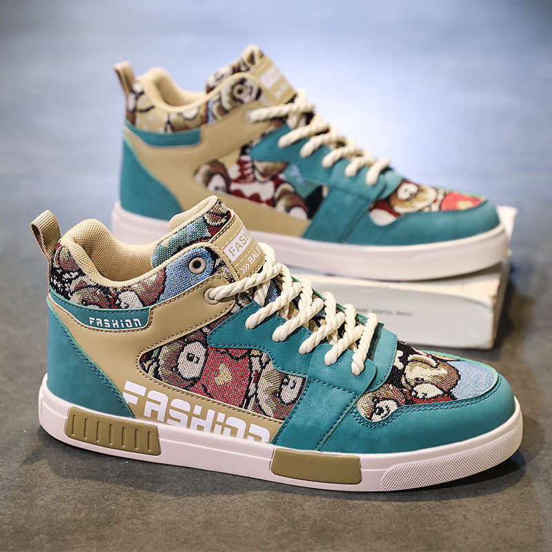 raktáron Külkereskedelmi plus size Magas szárú férfi cipők Tavaszi és őszi, fiataloknak megfelelő, országos divat, niche szabadidős sportcipők 47