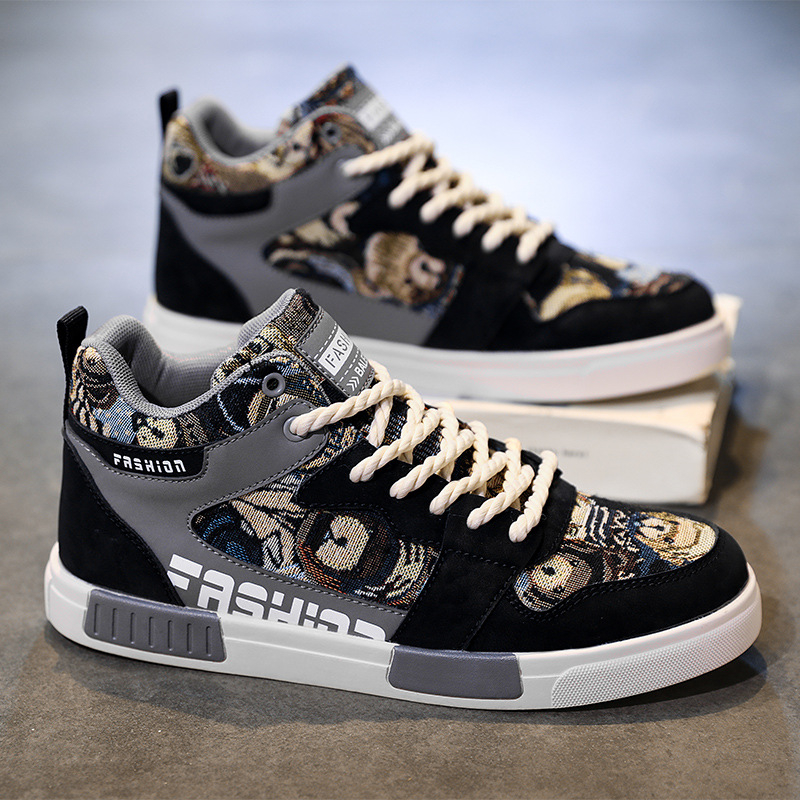 raktáron Külkereskedelmi plus size Magas szárú férfi cipők Tavaszi és őszi, fiataloknak megfelelő, országos divat, niche szabadidős sportcipők 47