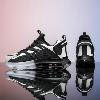 Cross-Border férfi cipők tavaszi sport és szabadidős futócipők ütéscsillapító légpárnás, kiemelő ifjúsági sokoldalú fekete harcos apa divatos cipők