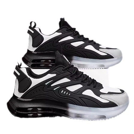 Cross-Border férfi cipők tavaszi sport és szabadidős futócipők ütéscsillapító légpárnás, kiemelő ifjúsági sokoldalú fekete harcos apa divatos cipők