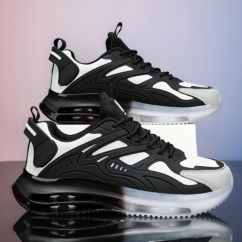 Cross-Border férfi cipők tavaszi sport és szabadidős futócipők ütéscsillapító légpárnás, kiemelő ifjúsági sokoldalú fekete harcos apa divatos cipők