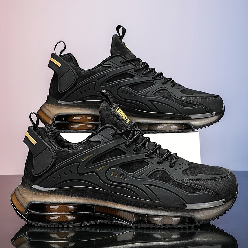 Cross-Border férfi cipők tavaszi sport és szabadidős futócipők ütéscsillapító légpárnás, kiemelő ifjúsági sokoldalú fekete harcos apa divatos cipők