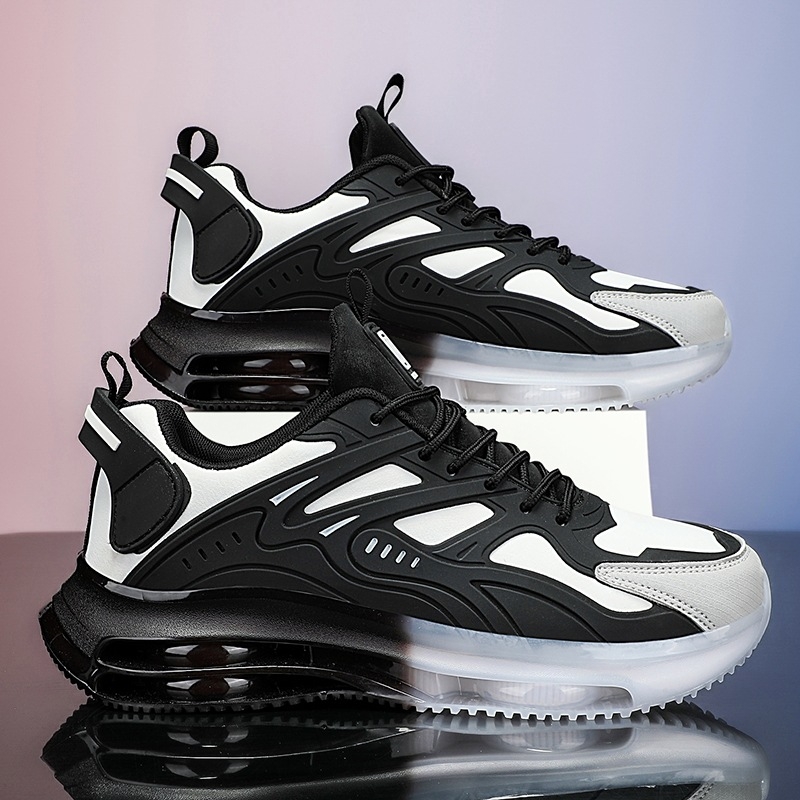 Cross-Border férfi cipők tavaszi sport és szabadidős futócipők ütéscsillapító légpárnás, kiemelő ifjúsági sokoldalú fekete harcos apa divatos cipők