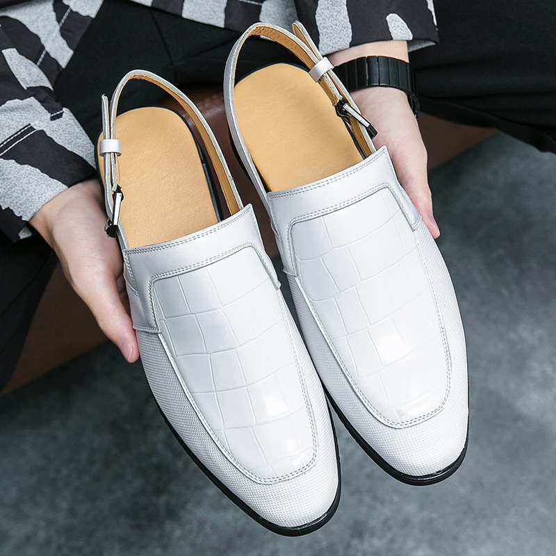 Pantofi sport pentru bărbați, stil coreean, cu vârf ascuțit, din piele, cu jumătate de picior, sandale, mocasini, pantofi cool pentru bărbați, pentru îmbrăcăminte exterioară