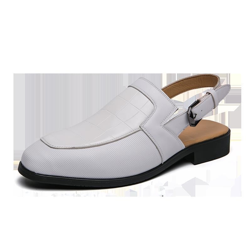 Pantofi sport pentru bărbați, stil coreean, cu vârf ascuțit, din piele, cu jumătate de picior, sandale, mocasini, pantofi cool pentru bărbați, pentru îmbrăcăminte exterioară