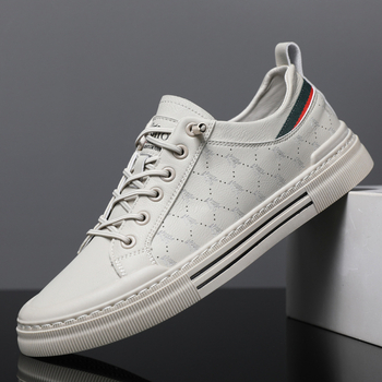 2023 Új Stílusú Board Cipő Alkalmi Sport Férfi Cipők Tavaszi és Nyári Divatos Lélegző, Minden Méretre Egyező Bőr Cipő Férfi Lapos Fehér Cipő