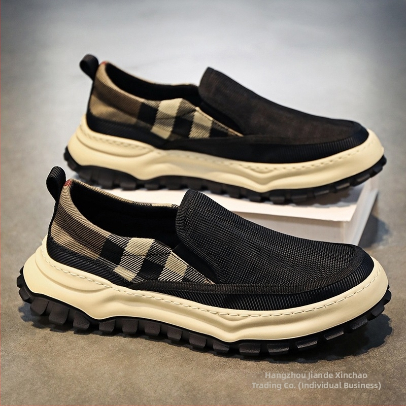 Vászoncipő Férfi tavaszi lélegző fekete munkavédelmi munka régi pekingi szövetcipő férfi bebújós lusta alkalmi cipő