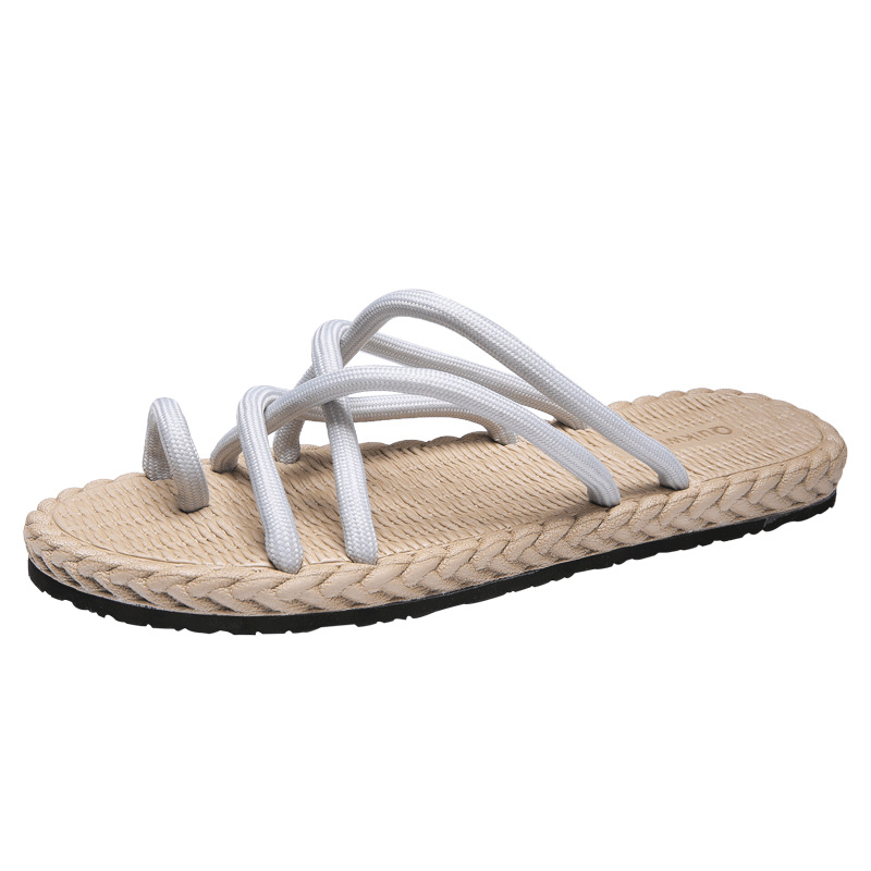 2024 Nyári Új Férfi Szőtt Kötél Flip-Flop Csúszásgátló Kopásálló Alkalmi Minden Mérkőzés Római Felsőruházat Csúszásgátló Papucsok