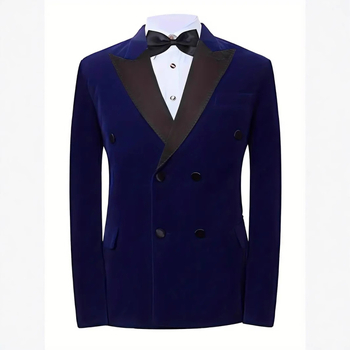 Διασυνοριακό Φθινόπωρο και Χειμώνας Μοντέρνο Βελούδο Casual Ανδρικό Κοστούμι Σακάκι Γάμου Φόρεμα Γαμπρού Σταυρωτό Κοστούμι