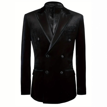 Διασυνοριακό Φθινόπωρο και Χειμώνας Μοντέρνο Βελούδο Casual Ανδρικό Κοστούμι Σακάκι Γάμου Φόρεμα Γαμπρού Σταυρωτό Κοστούμι