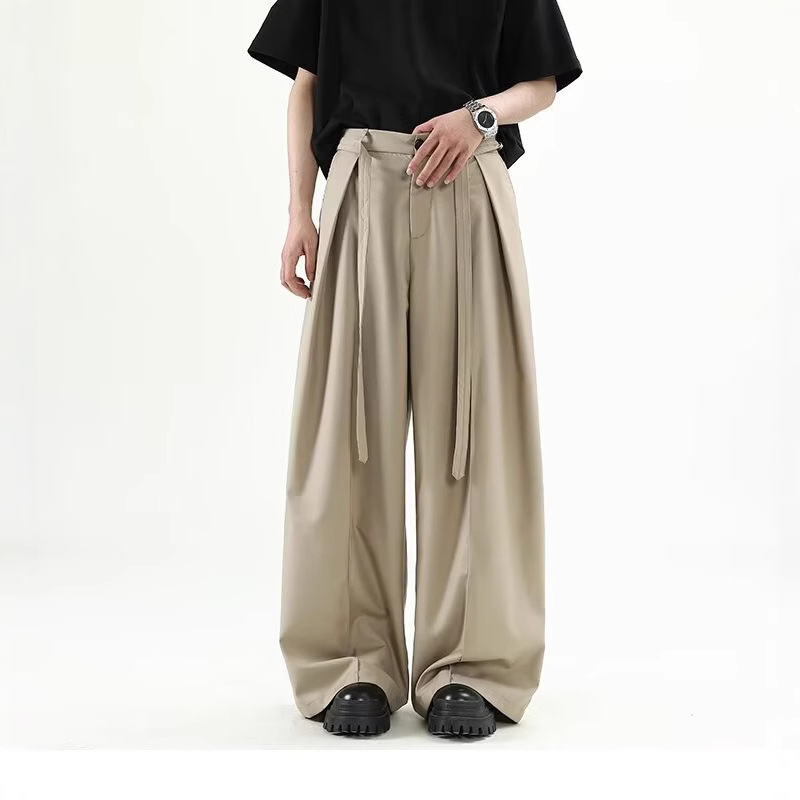 Japán stílusú, drape-szerű, niche dizájnú, bő szárú, földig érő nadrág, ejtőernyős nadrág, divatos, lezser, laza, magas derekú, karcsúsító nadrág