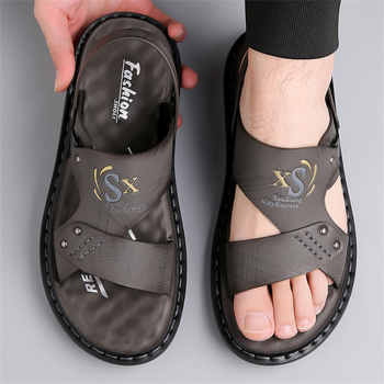 Vyriškos basutės, vasarinės, naujos, laisvalaikio, paplūdimio bateliai, viršutiniai drabužiai, dvigubo naudojimo, neslystantys sandalai tėčiui, plius dydžio, užsienio prekyba