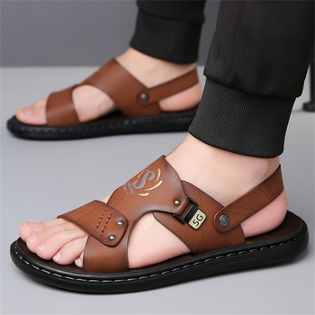 Vyriškos basutės, vasarinės, naujos, laisvalaikio, paplūdimio bateliai, viršutiniai drabužiai, dvigubo naudojimo, neslystantys sandalai tėčiui, plius dydžio, užsienio prekyba