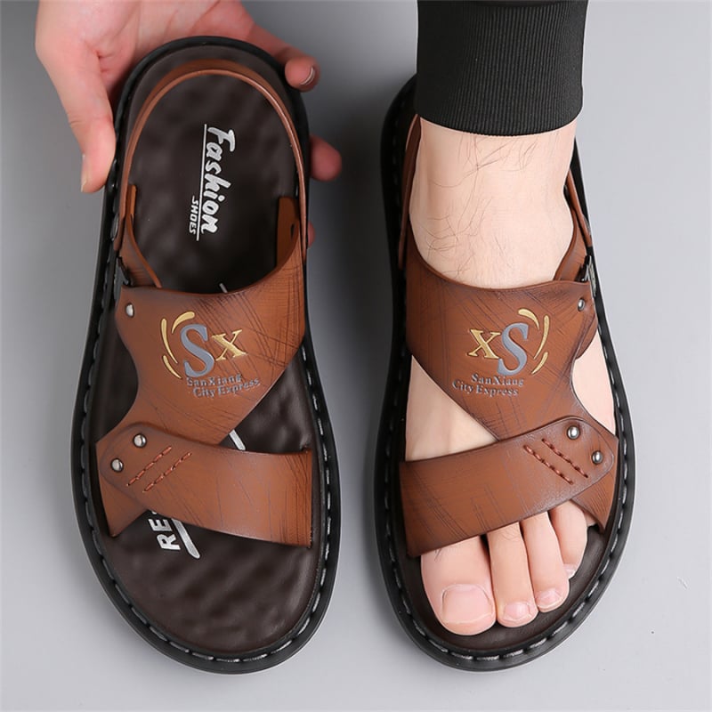 Sandale bărbați vară noi casual plajă pantofi uzate cu dublă utilizare sandale antiderapante pentru tata plus mărime comerț exterior