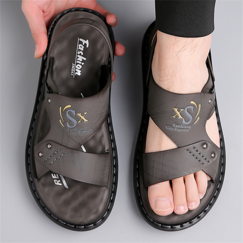 Vyriškos basutės, vasarinės, naujos, laisvalaikio, paplūdimio bateliai, viršutiniai drabužiai, dvigubo naudojimo, neslystantys sandalai tėčiui, plius dydžio, užsienio prekyba